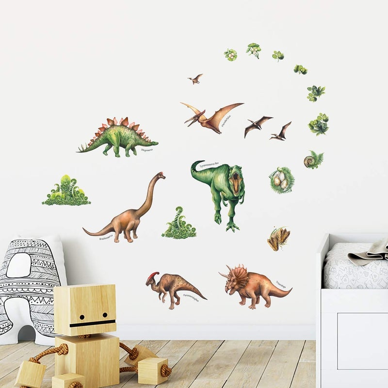 DECOWALL DS-8034 Watercolour Dinosaur Kids Wall Stickers Wall Decals Peel and Stick Removable Wall Stickers for Kids Nursery Bedroom Living Room (Small) d?cor - Image 2